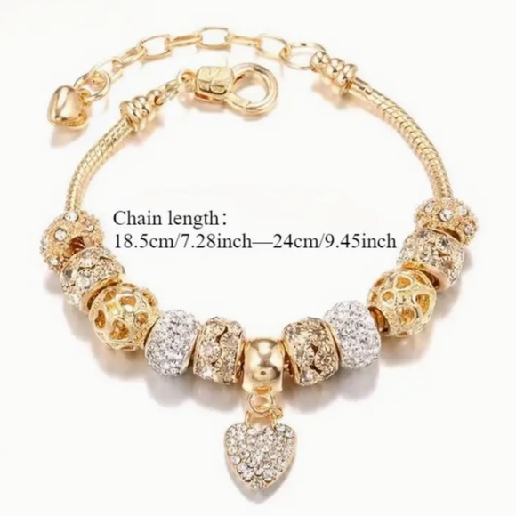 Elegant Love Heart Charm Bracelet with Sparkling Yellow & White Beads - Boho NWT - Picture 2 of 5